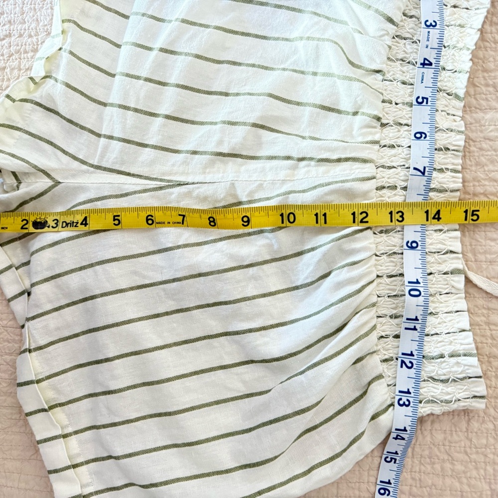 Sim &‎ Sam Pull on Green Striped Linen Women's Shorts - Picture 4 of 6